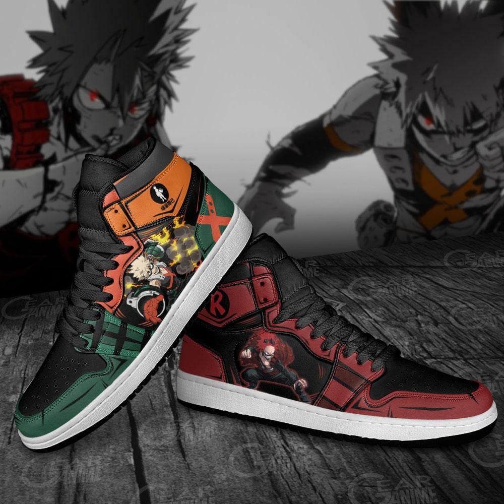 Katsuki Bakugo and Eijiro Kirishima JD1s Sneakers My Hero Academia Shoes, Air Jordan Hightop