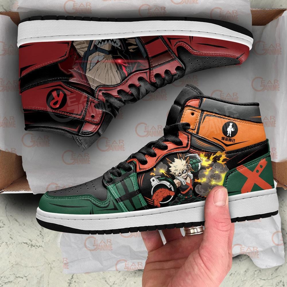 Katsuki Bakugo and Eijiro Kirishima JD1s Sneakers My Hero Academia Shoes, Air Jordan Hightop