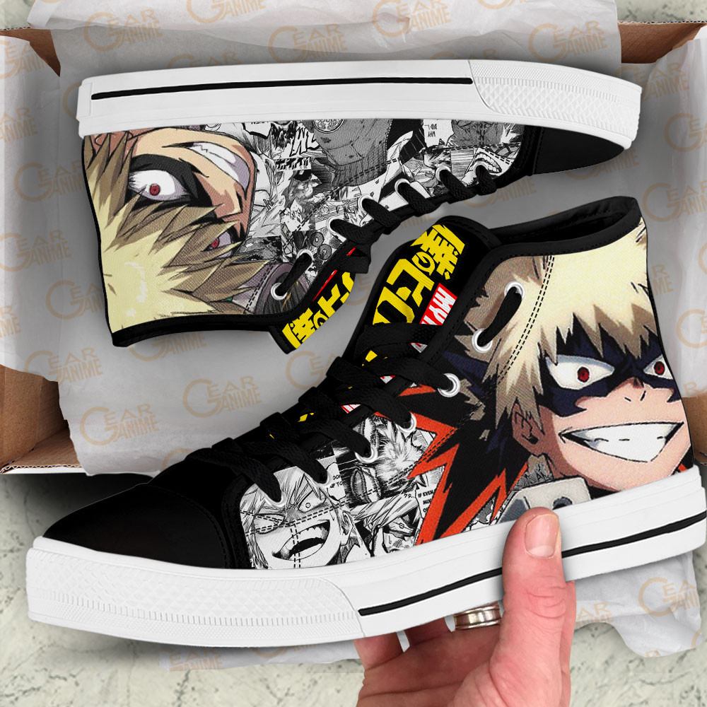 Katsuki Bakugo High Top Shoes My Hero Academia Custom Anime Sneakers Mix Manga