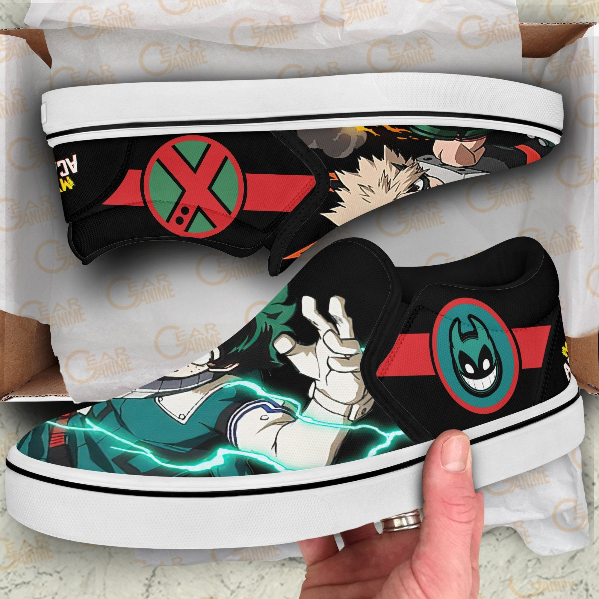 Katsuki Bakugo Izuku Midoriya Slip-On Shoes Canvas MHA Custom Anime Shoes