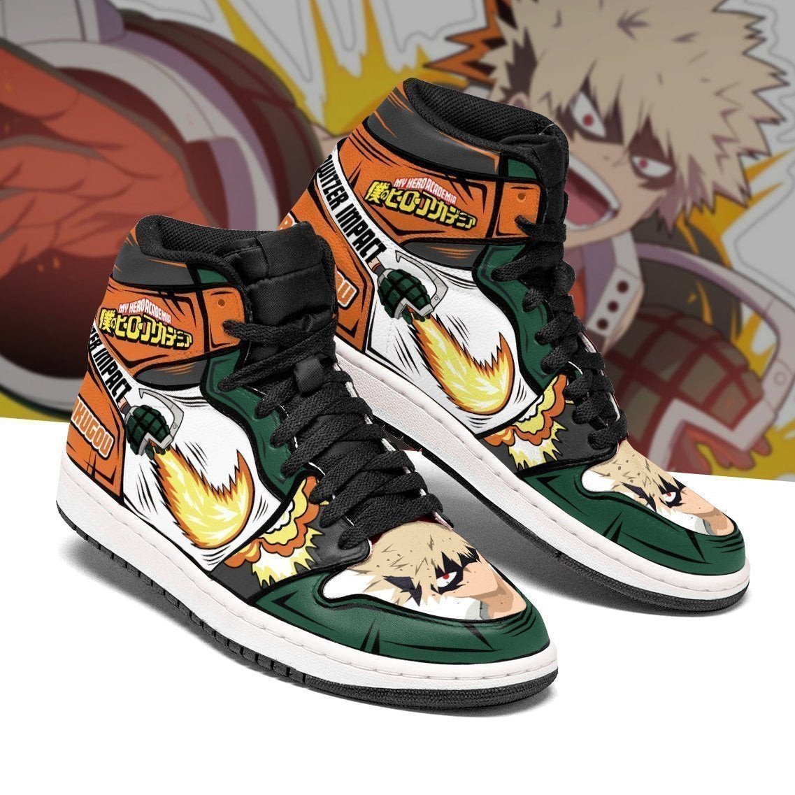 Katsuki Bakugo JD1s Sneakers Anime My Hero Academia Shoes, Air Jordan Hightop