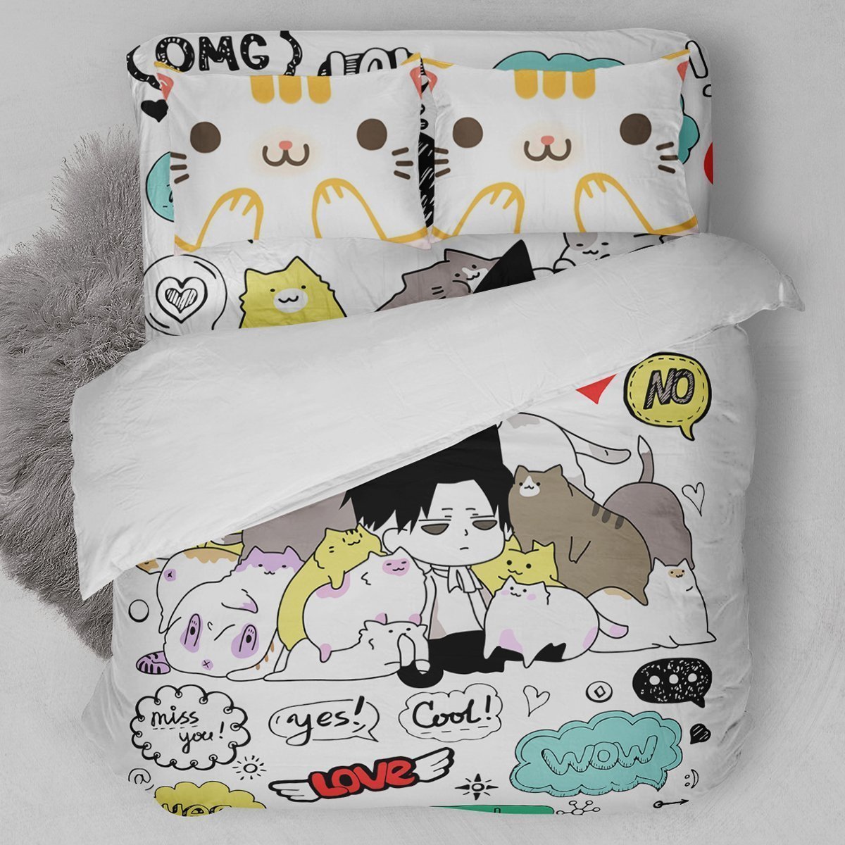 Kawaii Cats Duvet Cover Bedding Set