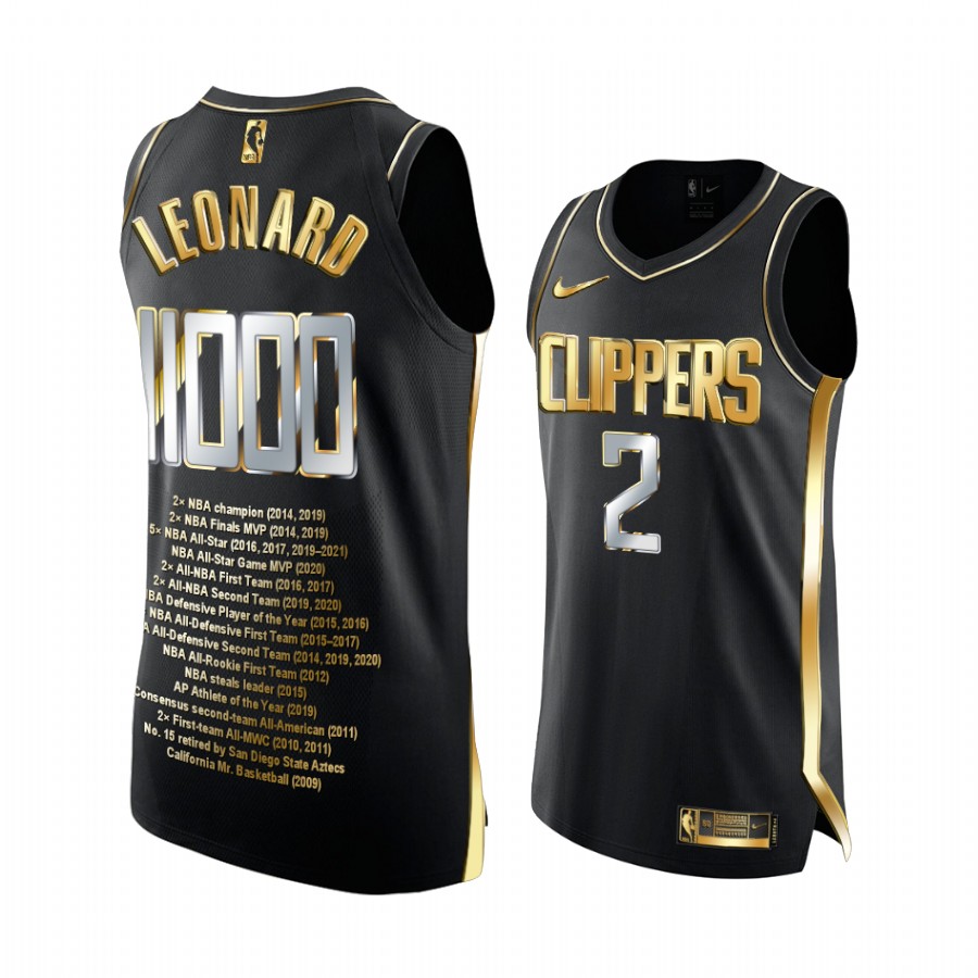 Kawhi Leonard Career 11000 Points Clippers Black Jersey Golden Limited