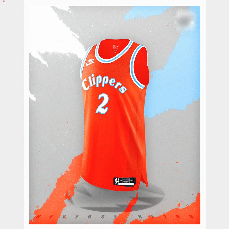 Kawhi Leonard LA Clippers Orange #2 Jersey NBA Reverse Retro