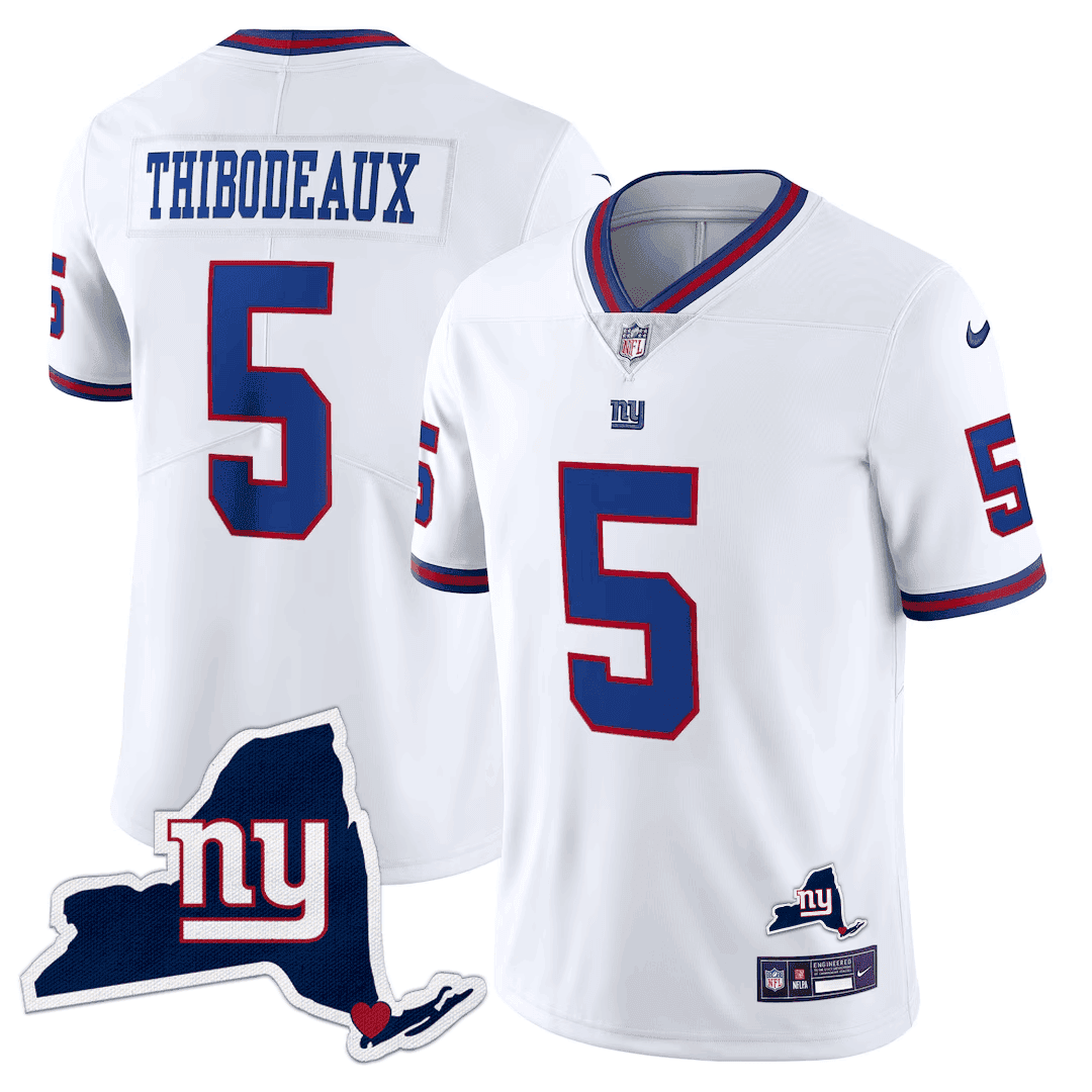 Kayvon Thibodeaux Men's New York Giants New York State Map Patch Limited White Jersey - All Stitched 