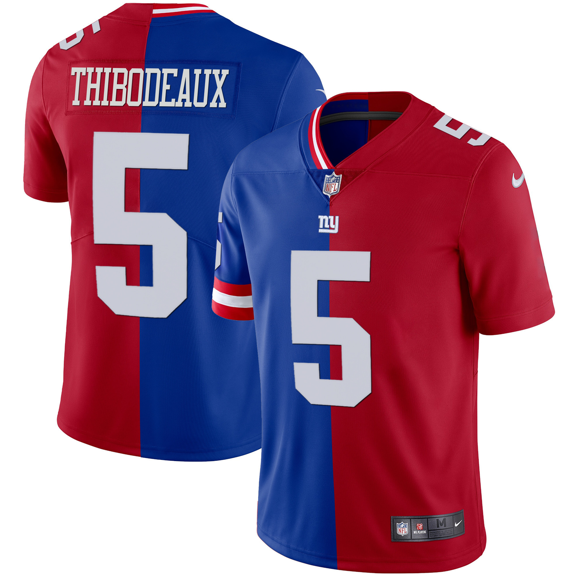 Kayvon Thibodeaux Men's New York Giants Split Vapor Royal Red Jersey - All Stitched 