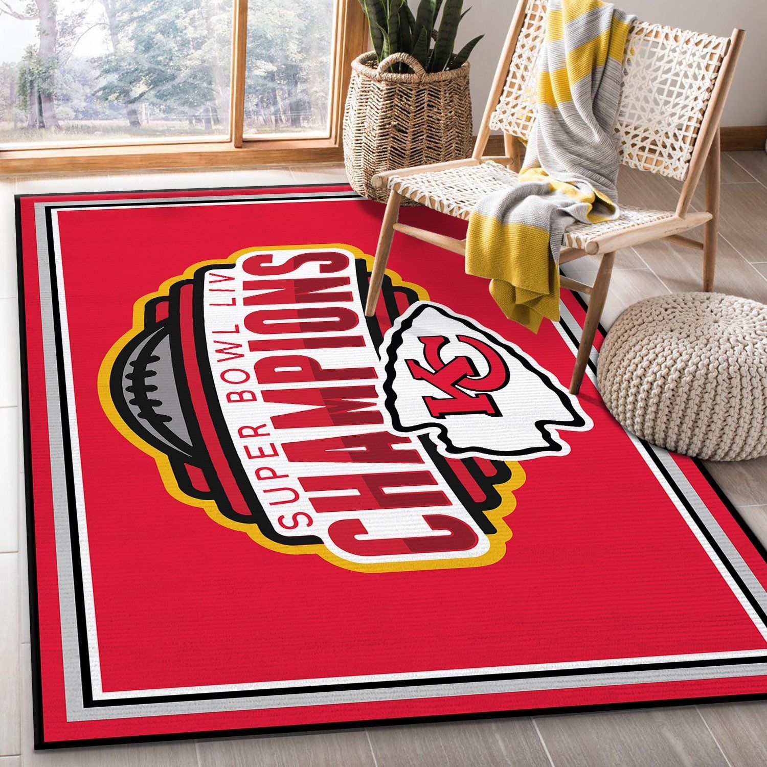 Kc Chiefs Champions Rectangle Rug – Custom Size And Printing