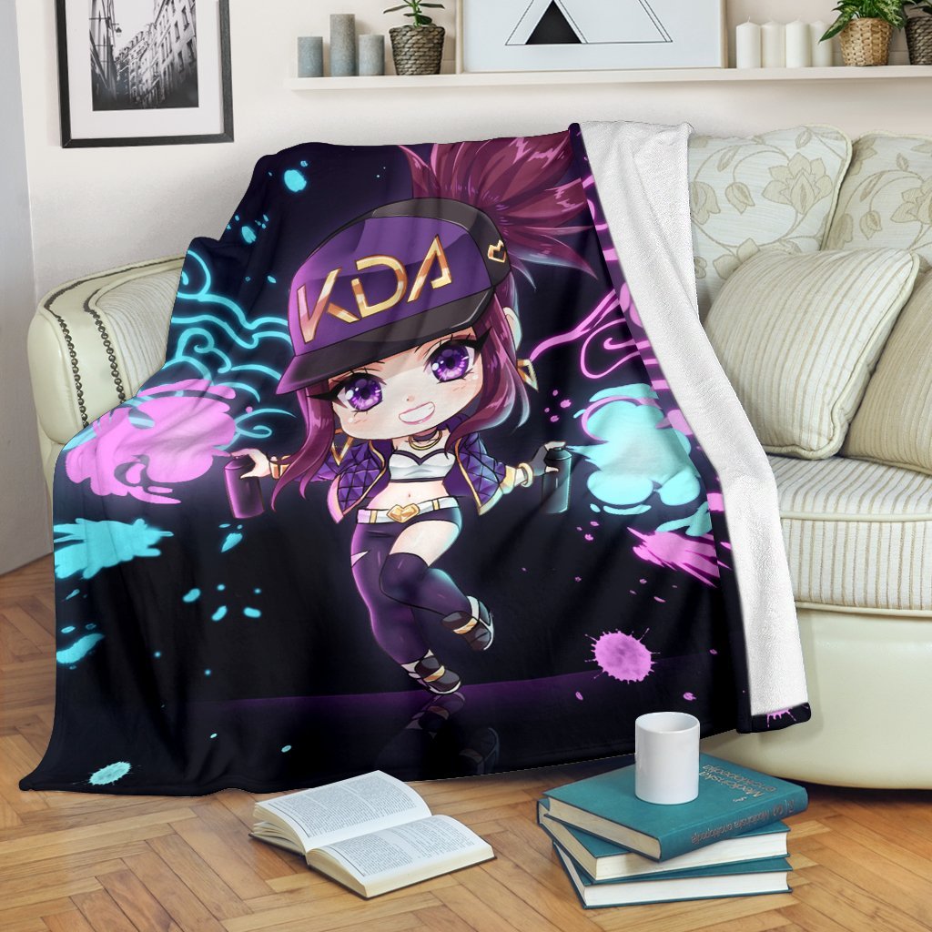 Kda Akali Chibi Sherpa Blanket Cozy Blanket Fleece Blanket