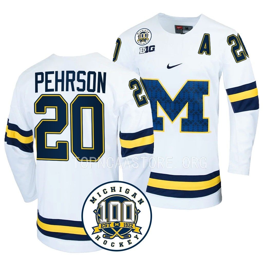 Keaton Pehrson Michigan Wolverines White 100th Anniversary Jersey