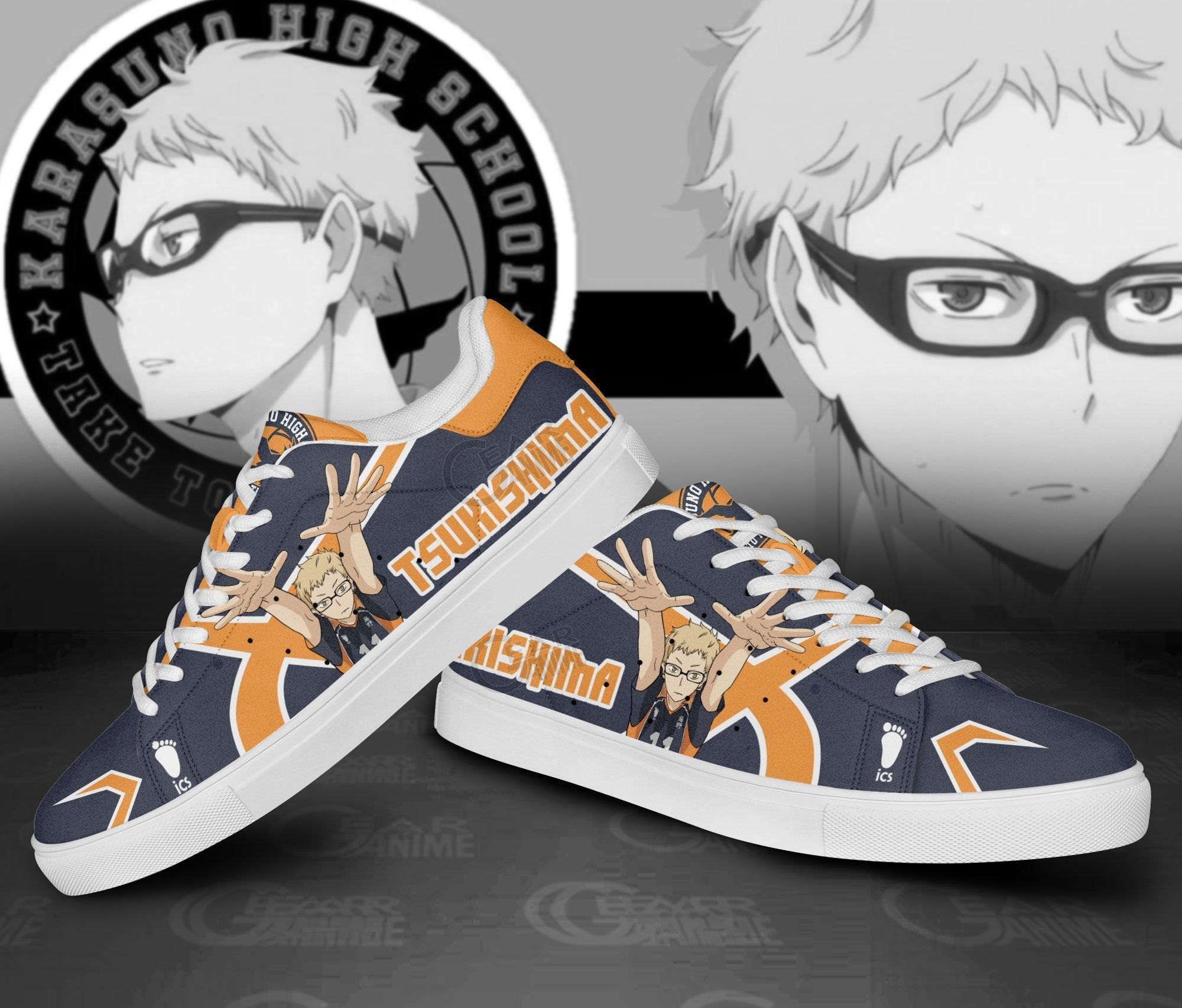 Kei Tsukishima Skate Shoes Custom Haikyuu Anime Shoes
