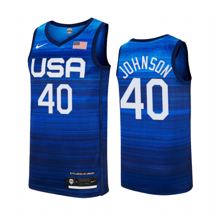 Keldon Johnson USA #40 Blue 2021 Tokyo Olymipcs Away Jersey