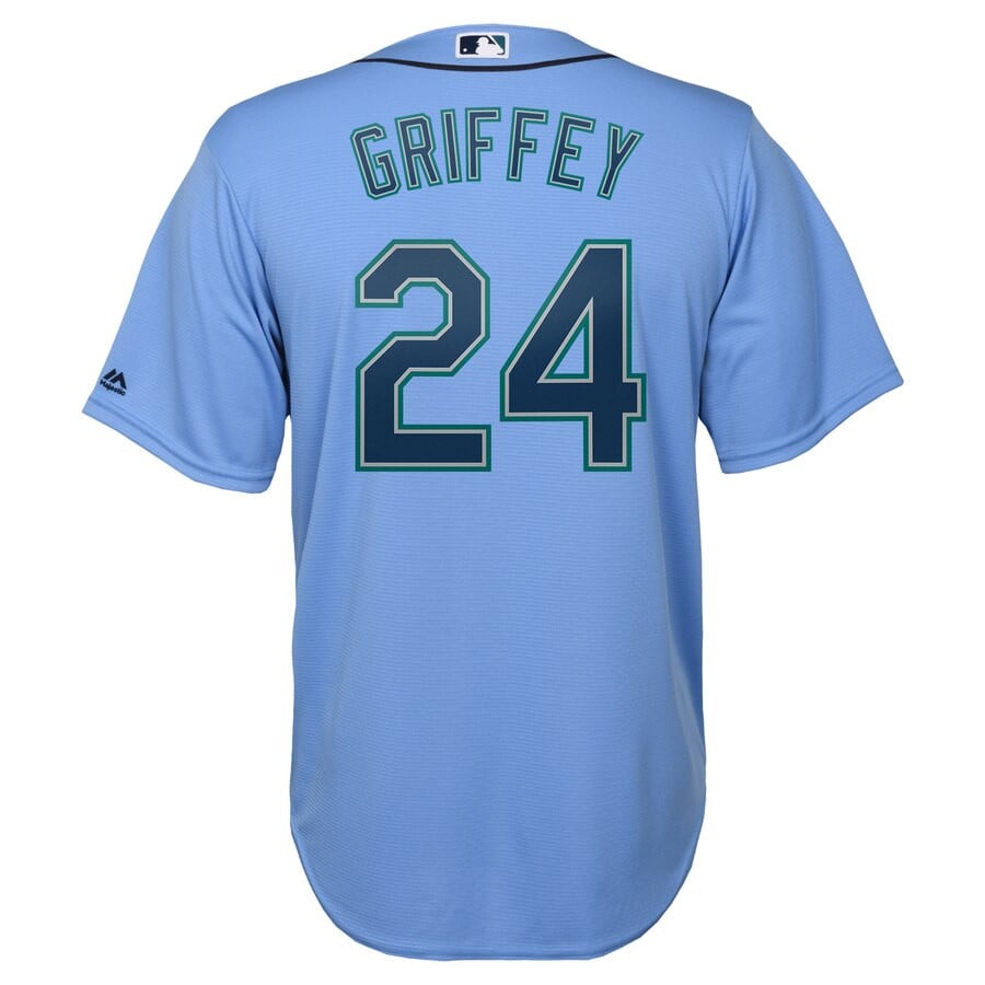Ken Griffey Jr. Seattle Mariners Majestic Official Cool Base Player Stitched Jersey – Light Blue