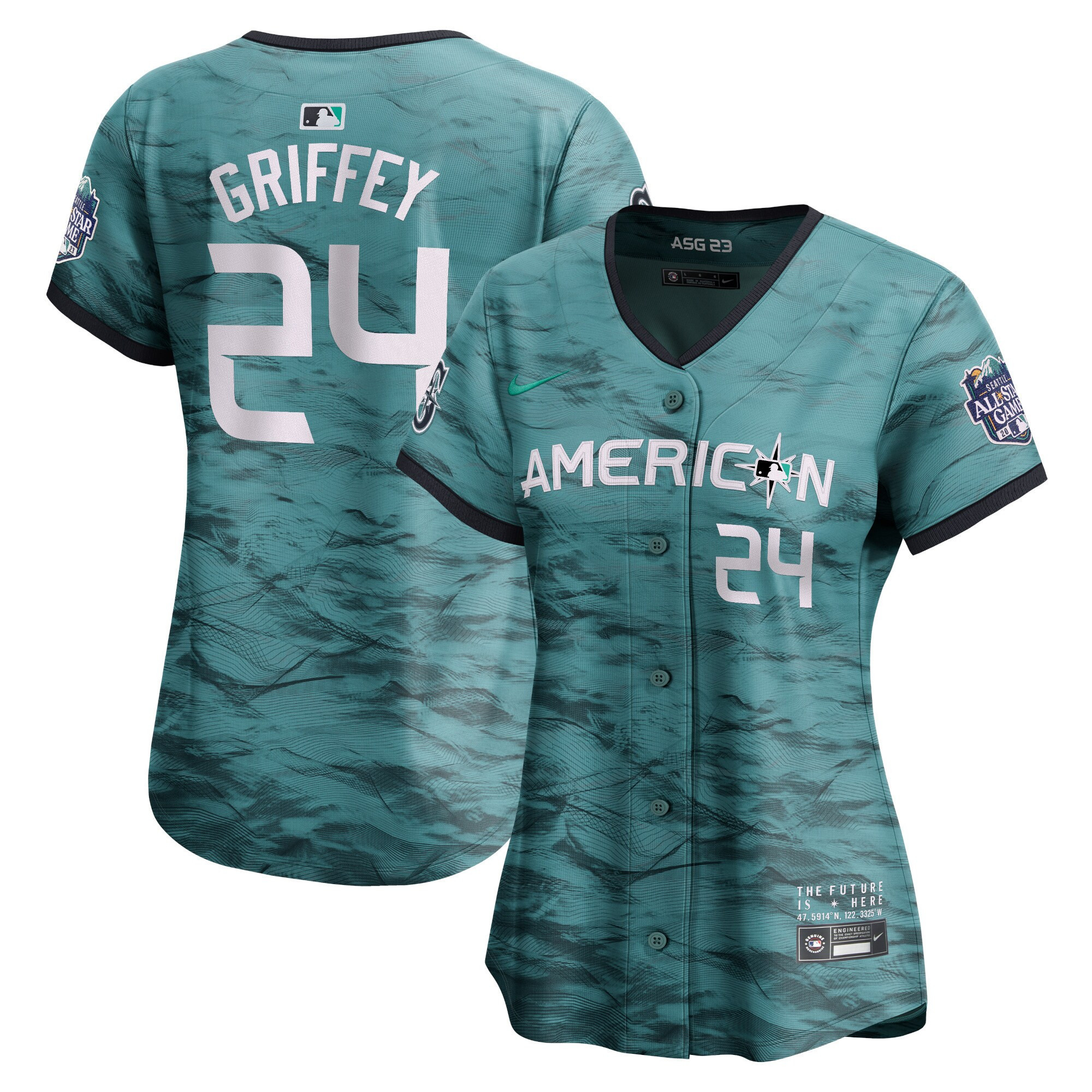 Ken Griffey Jr. Women's Seattle Mariners American League 2023 All-Star Game Teal Royal Jersey - All Stitched