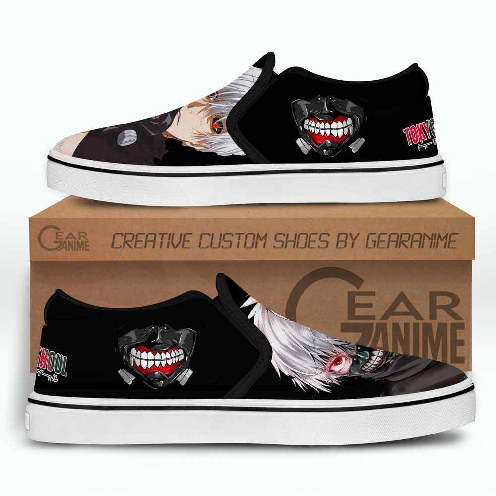 Ken Kaneki Slip-On Shoes Canvas Custom Anime Tokyo Ghoul Shoes