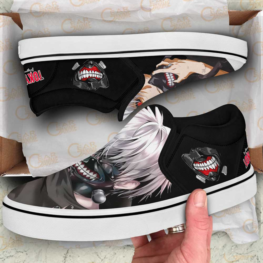 Ken Kaneki Slip-On Shoes Canvas Custom Anime Tokyo Ghoul Shoes