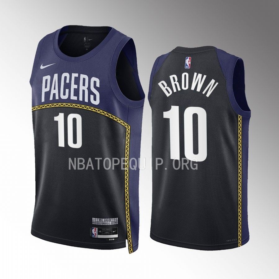 Kendall Brown Indiana Pacers 2022-23 City Edition Black Navy #10 Jersey Swingman