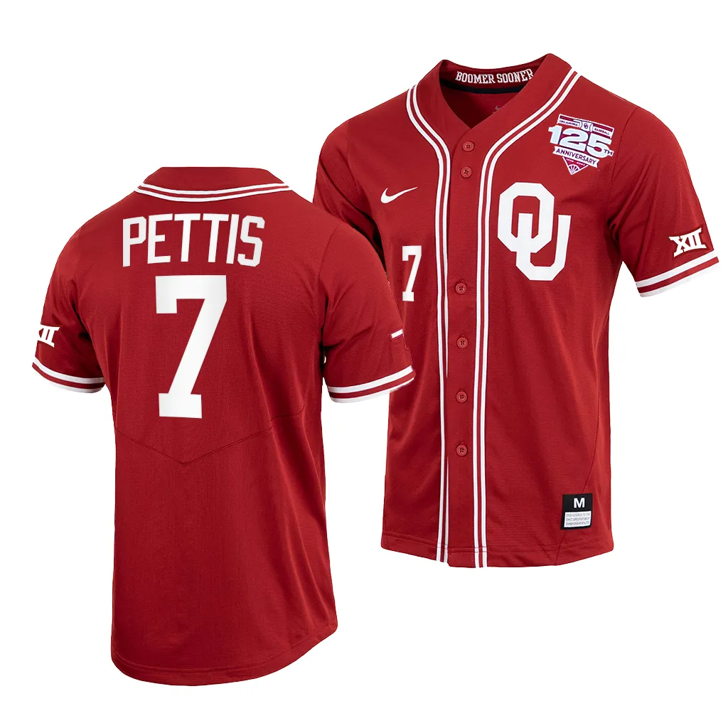 Kendall Pettis Oklahoma Sooners #7 Crimson 125th Season Full-Button Jersey
