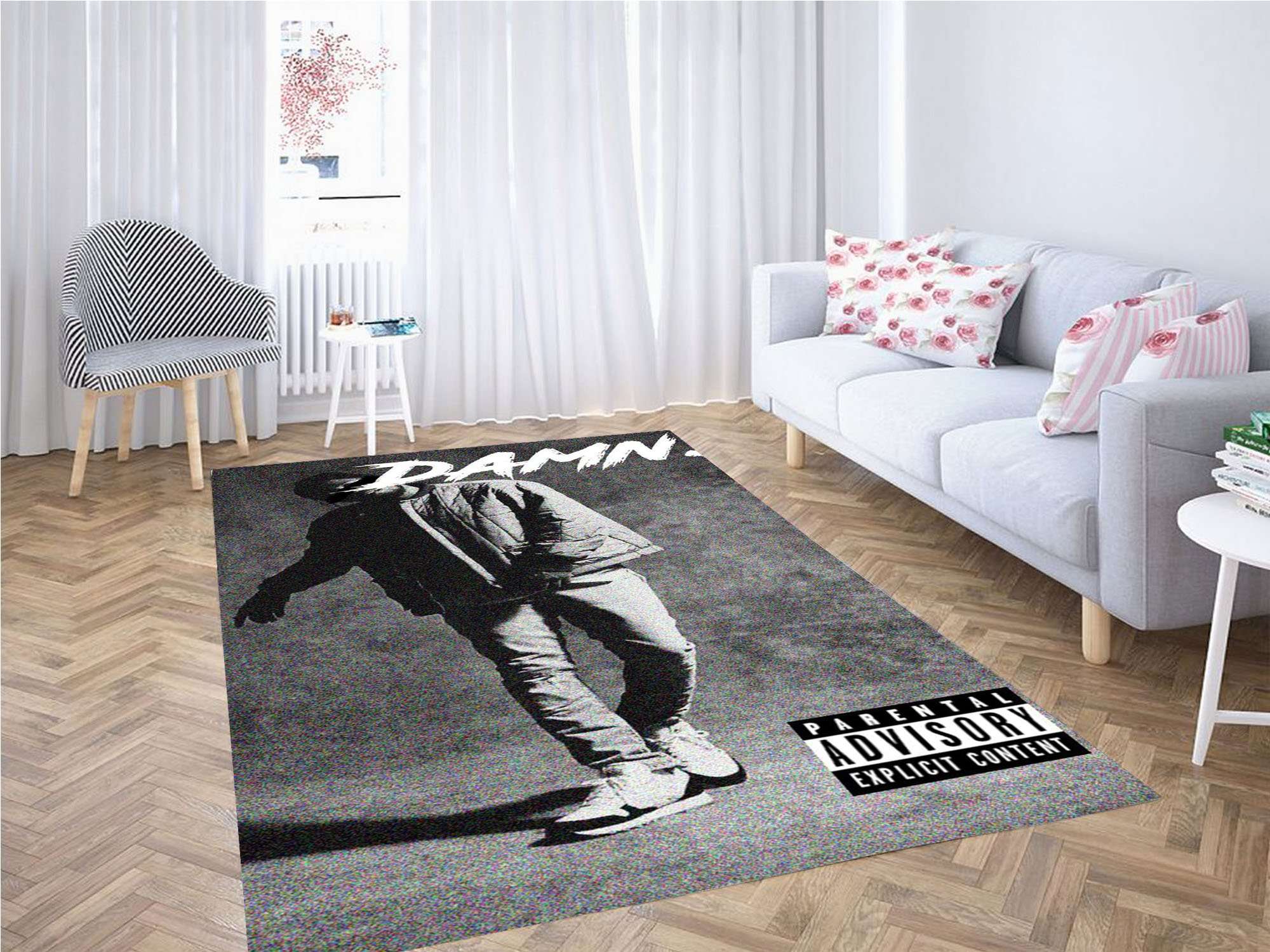 Kendrick Lamar Black White Carpet Rectangle Rug