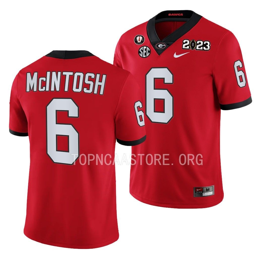 Kenny McIntosh Georgia Bulldogs 2023 National Championship #6 Jersey Men's Red College Playoff Uniform