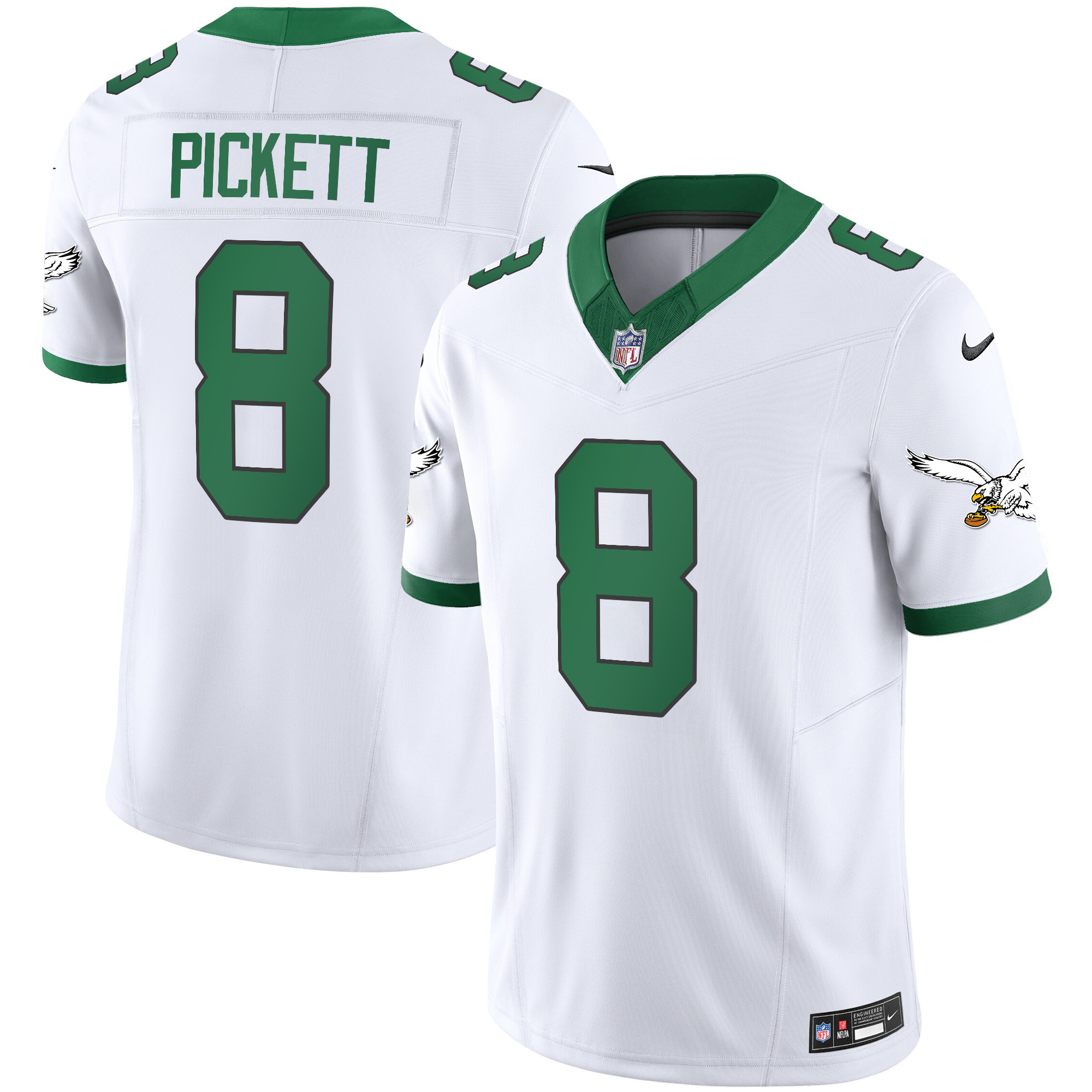 Kenny Pickett Men's Philadelphia Eagles Throwback Kelly Vapor Limited V2 Kelly White Jersey - All Stitched