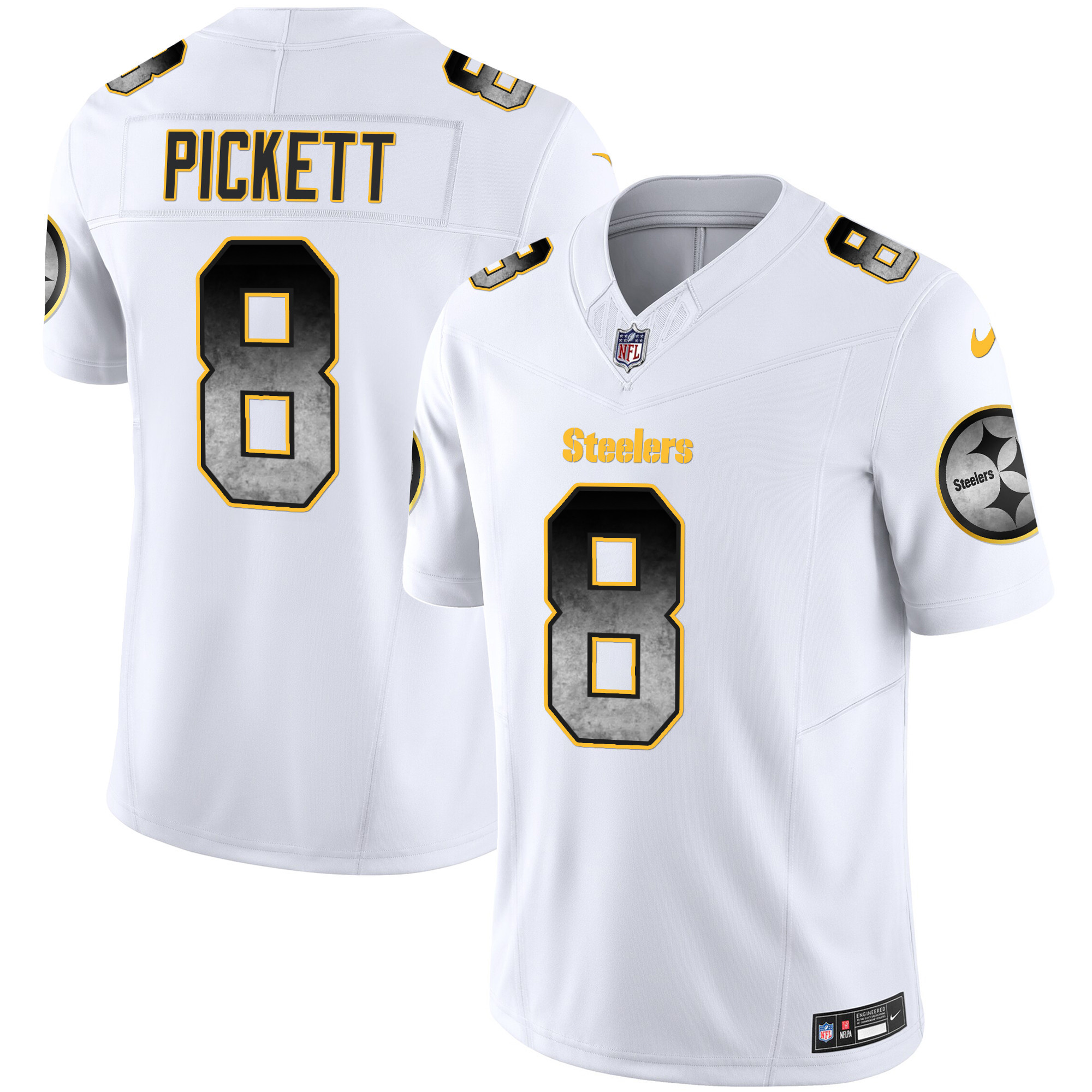 Kenny Pickett Men's Pittsburgh Steelers Arch Smoke Vapor White Jersey - All Stitched