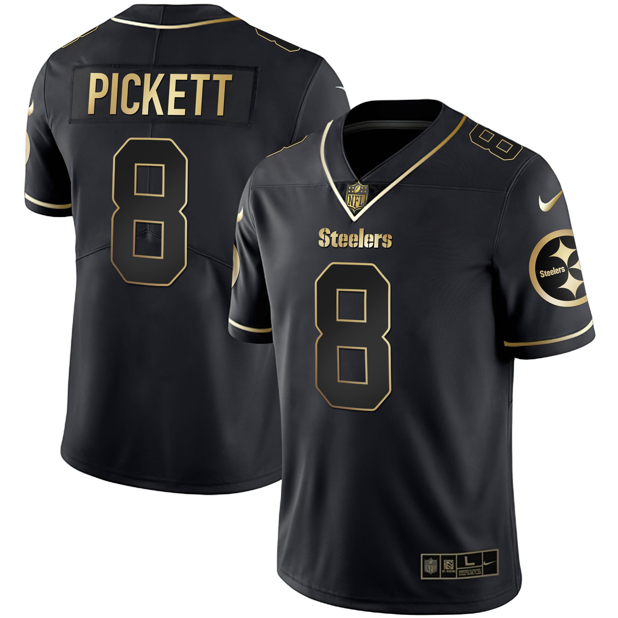 Kenny Pickett Men's Pittsburgh Steelers Gold & Split Black Gold Jersey - All Stitched