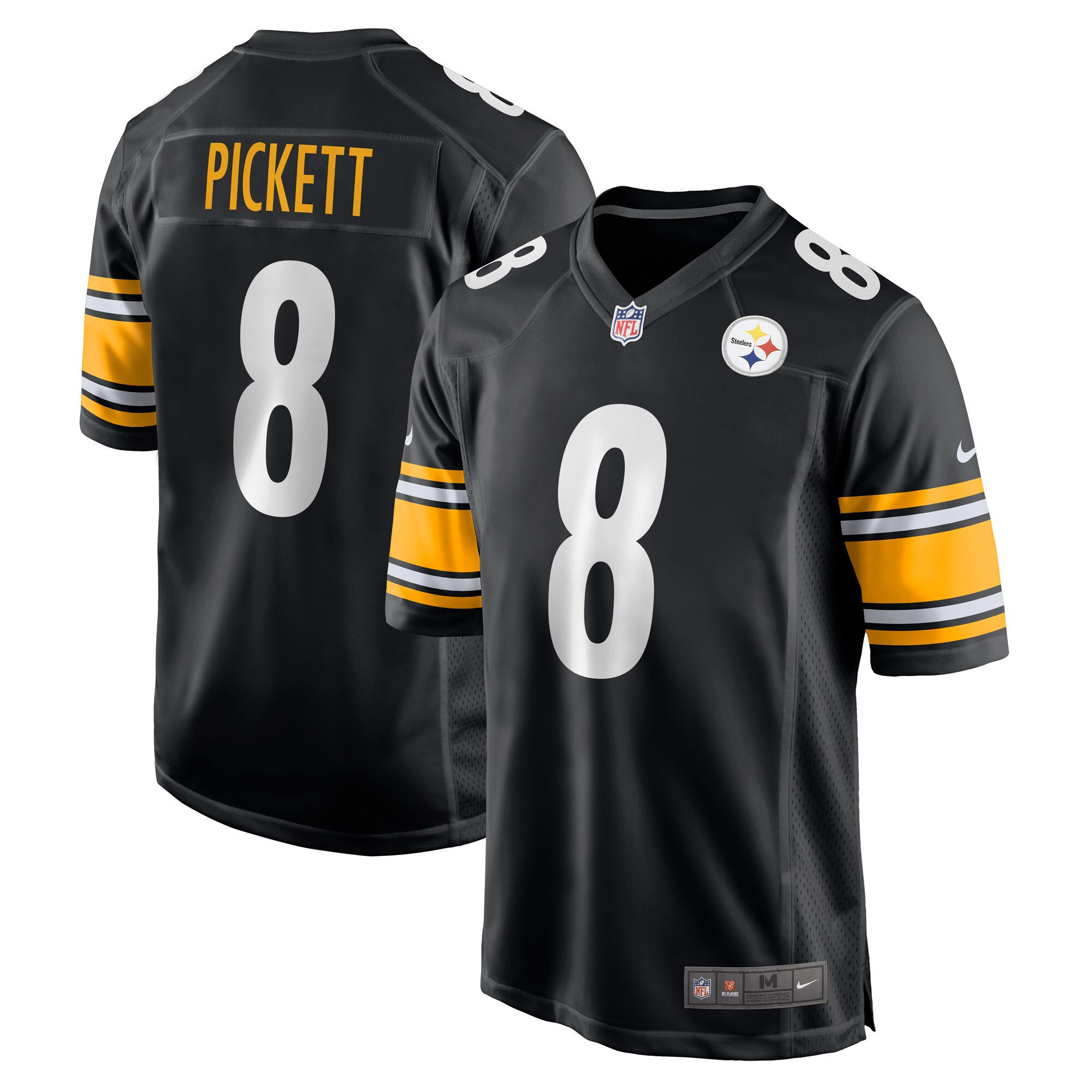 Kenny Pickett Pittsburgh Steelers 2022 NFL Draft First Round Pick Game - Black Jersey - All Stitched