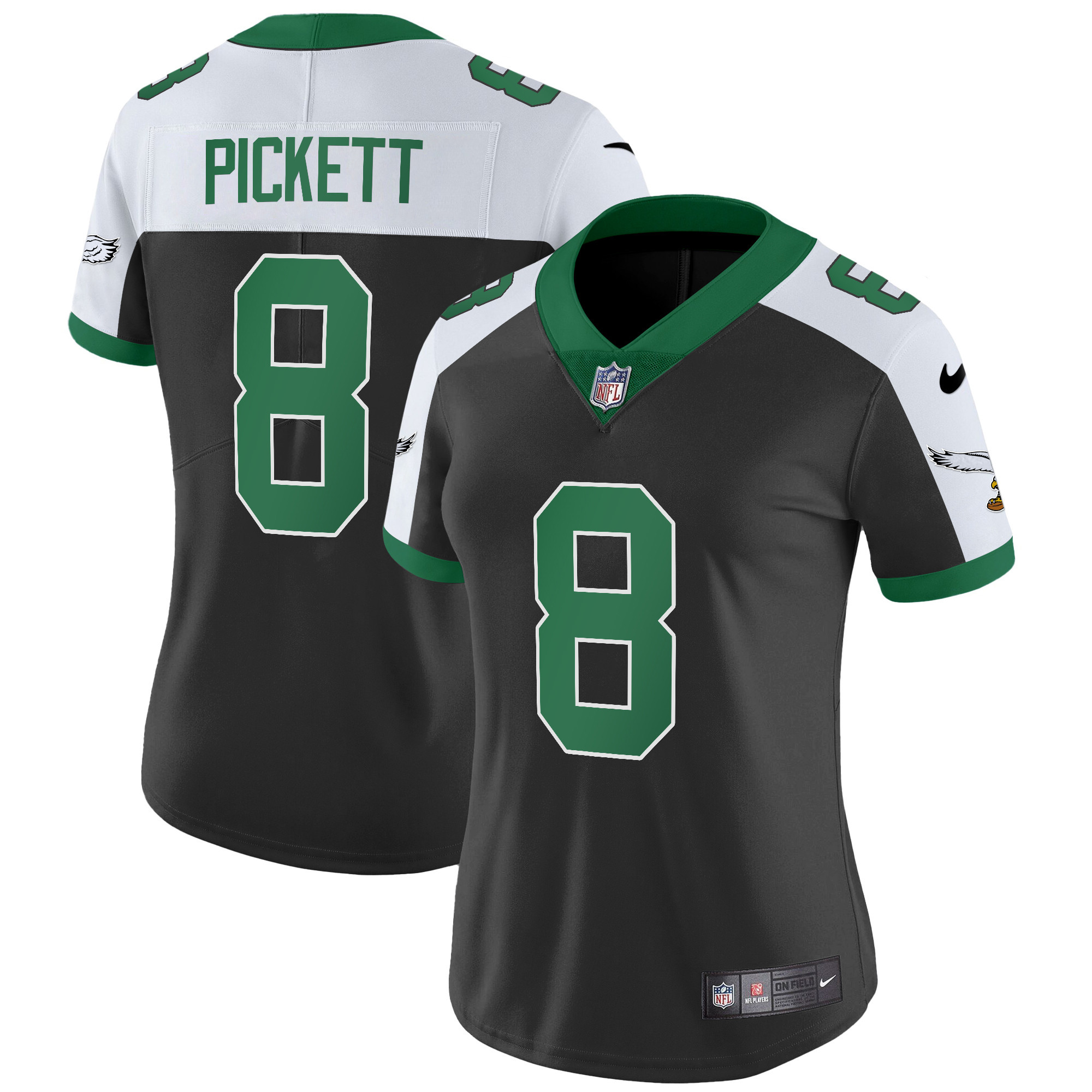 Kenny Pickett Women's Philadelphia Eagles Kelly Green Vapor Limited V2 Black Alternate Jersey - All Stitched