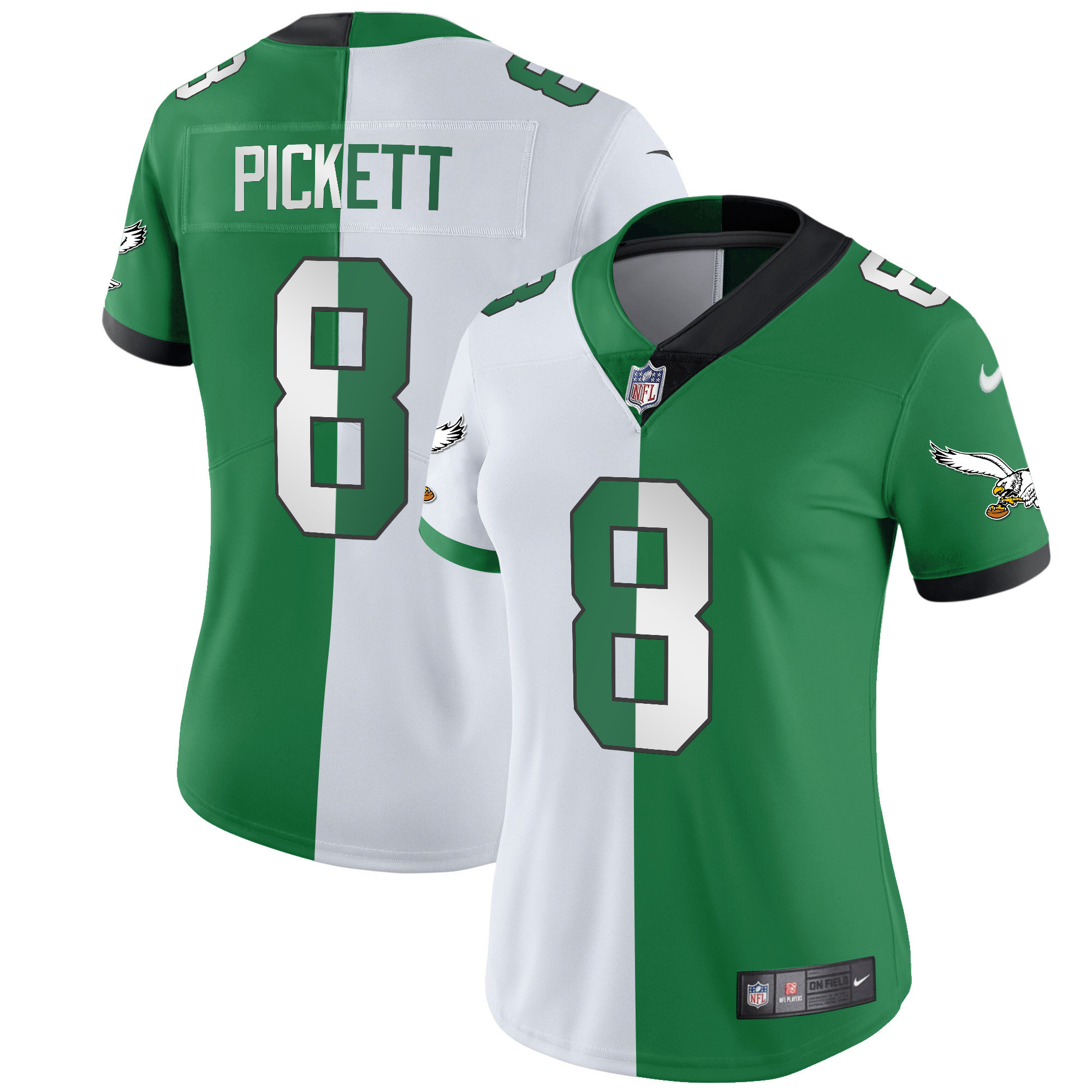 Kenny Pickett Women's Philadelphia Eagles Throwback Kelly Vapor Limited V2 Split Jersey - All Stitched