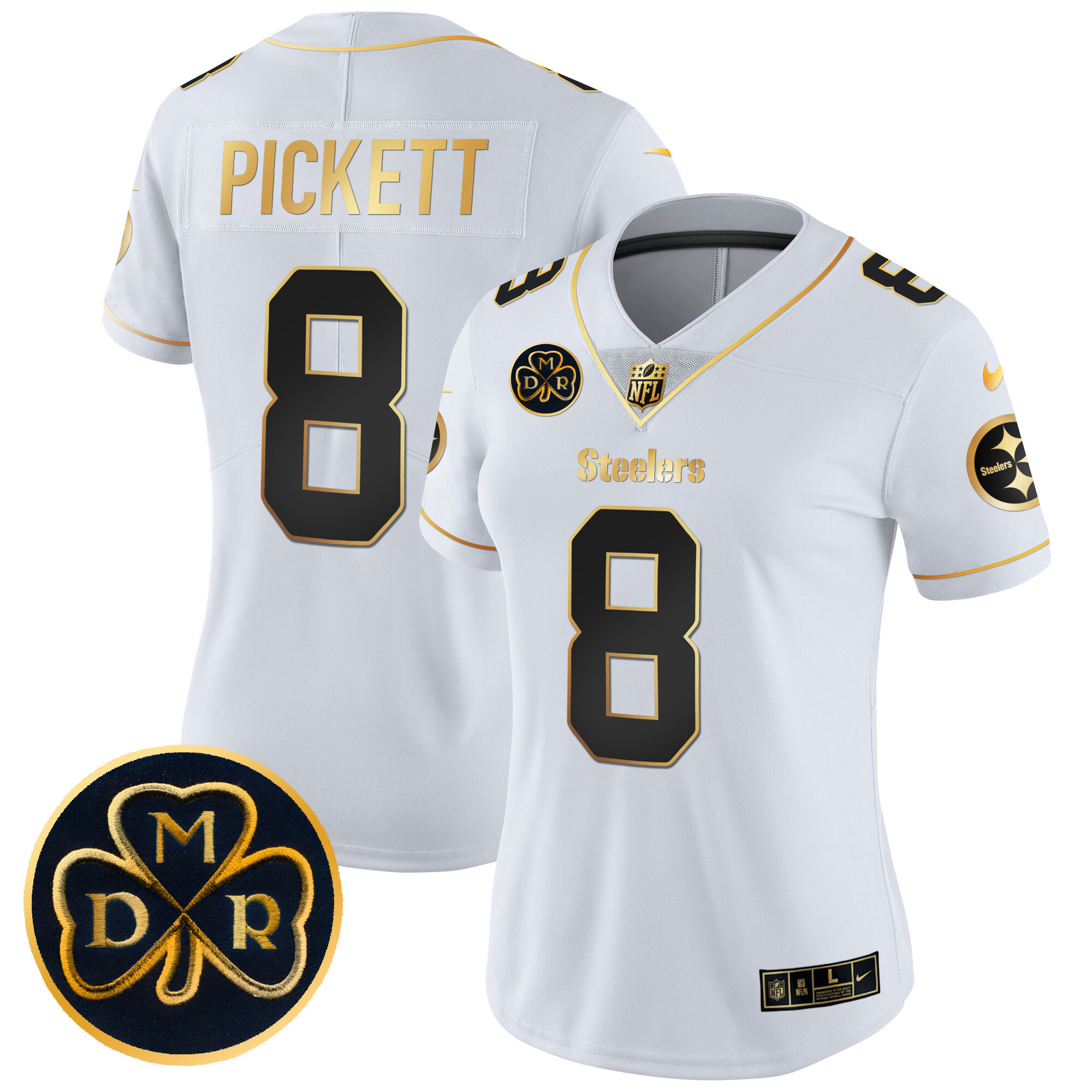 Kenny Pickett Women's Pittsburgh Steelers DMR Patch Gold Vapor Limited White Gold Jersey - All Stitched