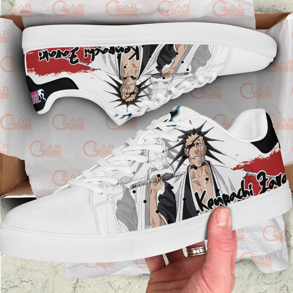 Kenpachi Zaraki Skate Sneakers Custom Anime Bleach Shoes