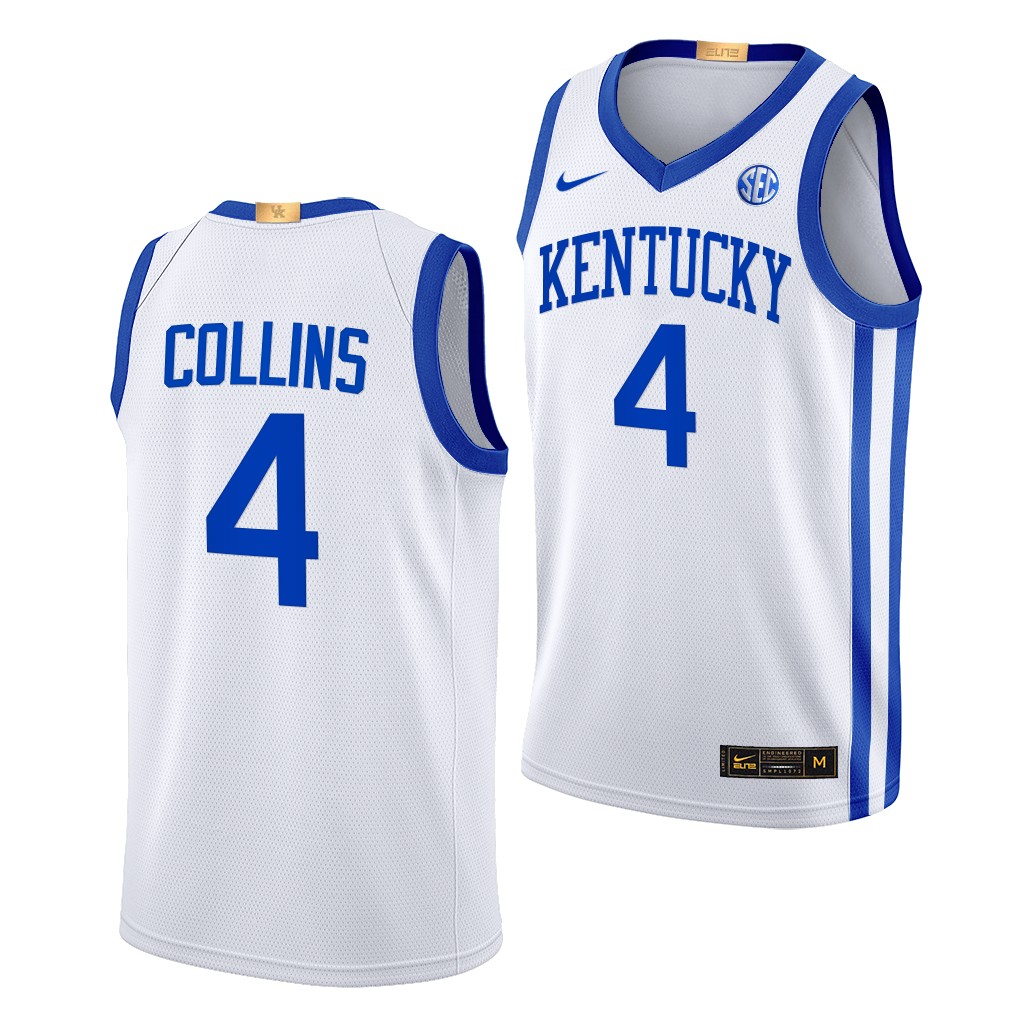 Kentucky Wildcats Daimion Collins White #4 Elite Jersey 2022-23 Home