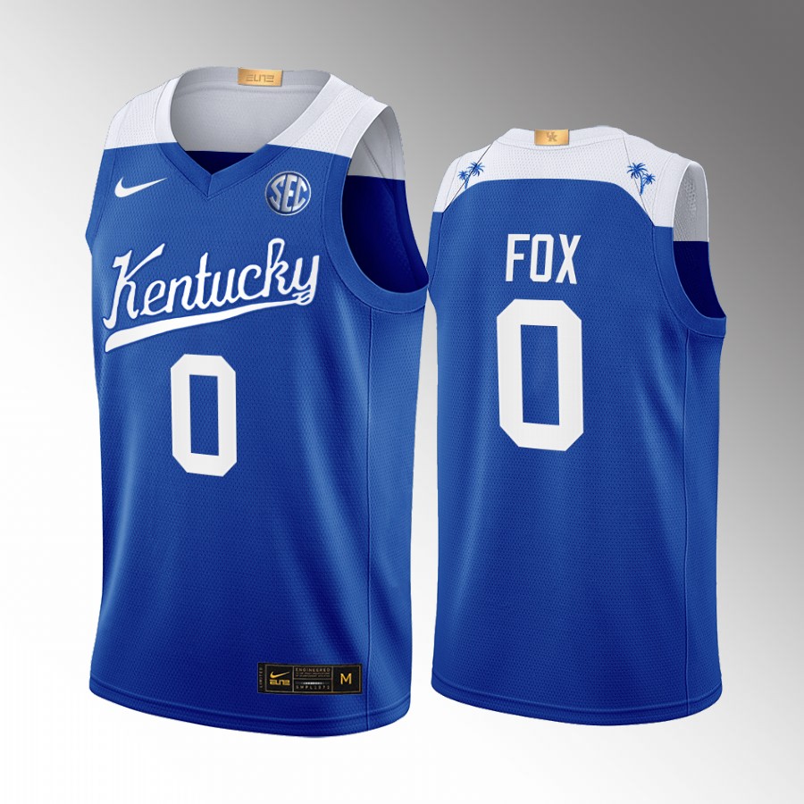 Kentucky Wildcats De'Aaron Fox Jersey College Blue Alumni Uniform