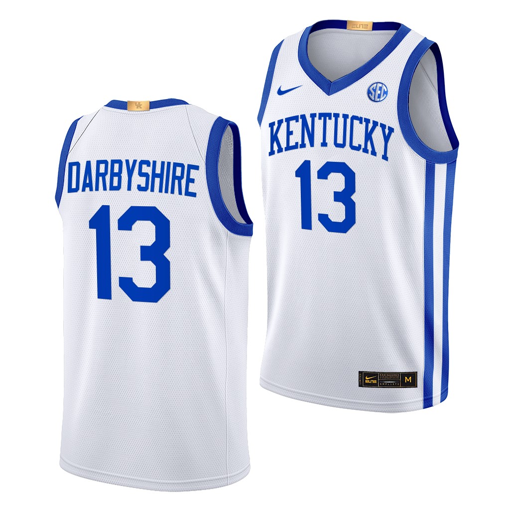 Kentucky Wildcats Grant Darbyshire White #13 Elite Jersey 2022-23 Home