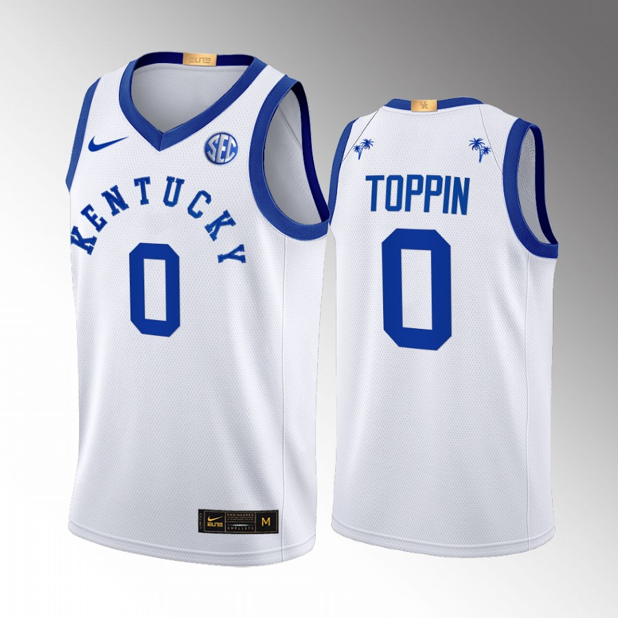 Kentucky Wildcats Jacob Toppin Jersey 2022 Big Blue Bahamas White Uniform