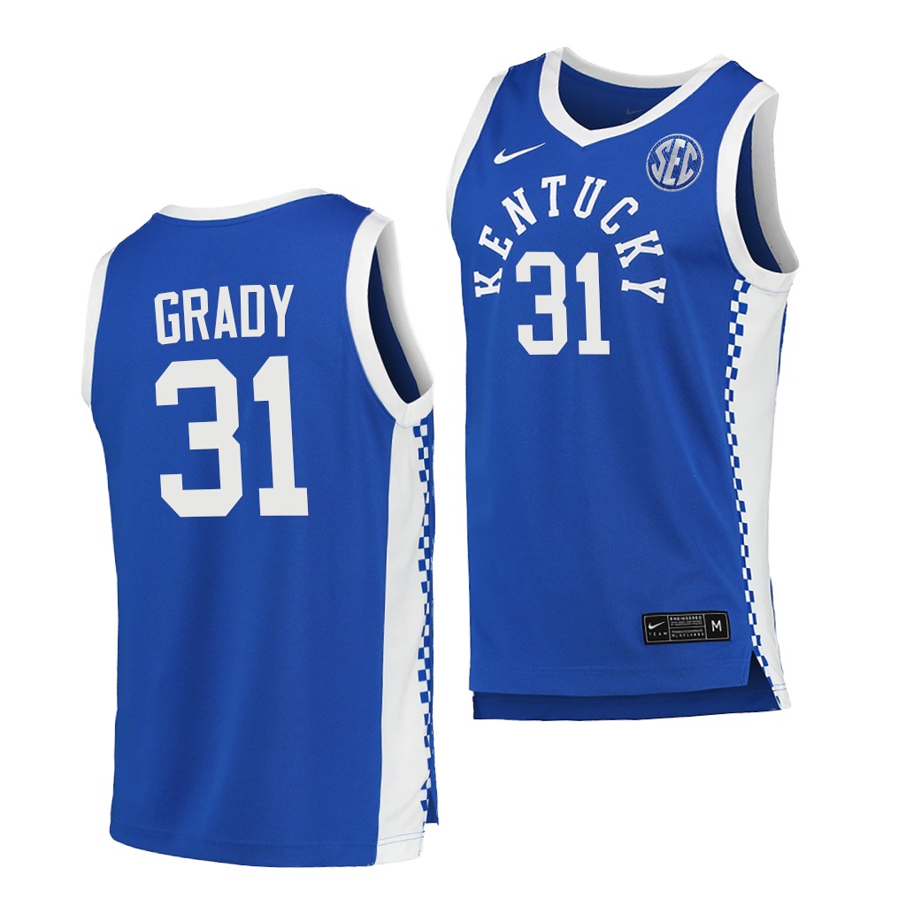 Kentucky Wildcats Kellan Grady #31 Royal Jersey 2021-22 College