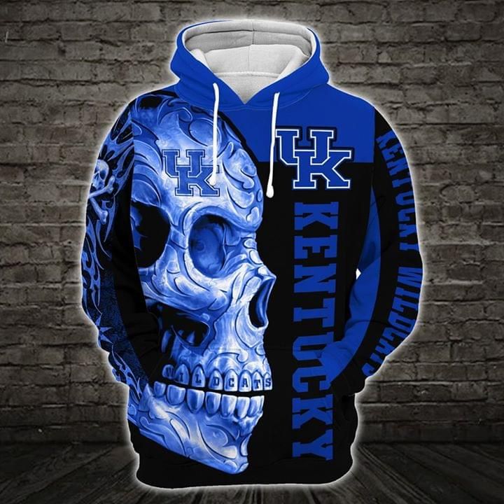 Kentucky wildcats ncaa skull printed 3D Hoodie