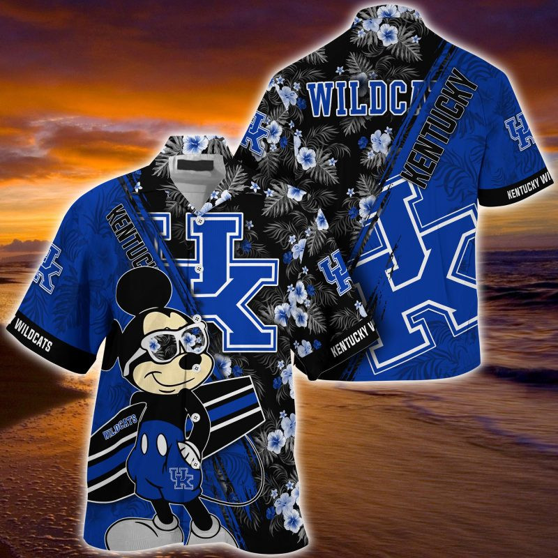 Kentucky Wildcats NCAA Summer Hawaiian Shirt Mickey And Floral Pattern
