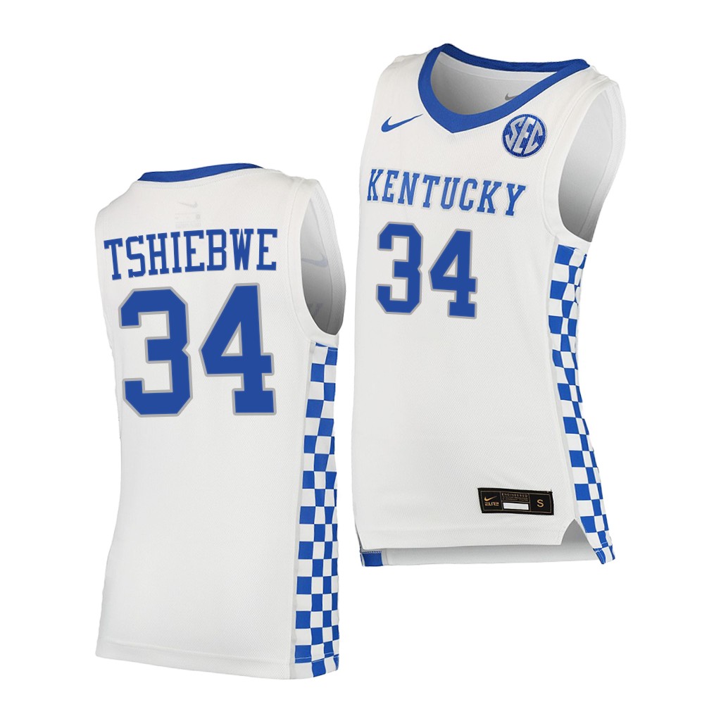 Kentucky Wildcats Oscar Tshiebwe #34 White Jersey 2021-22 College