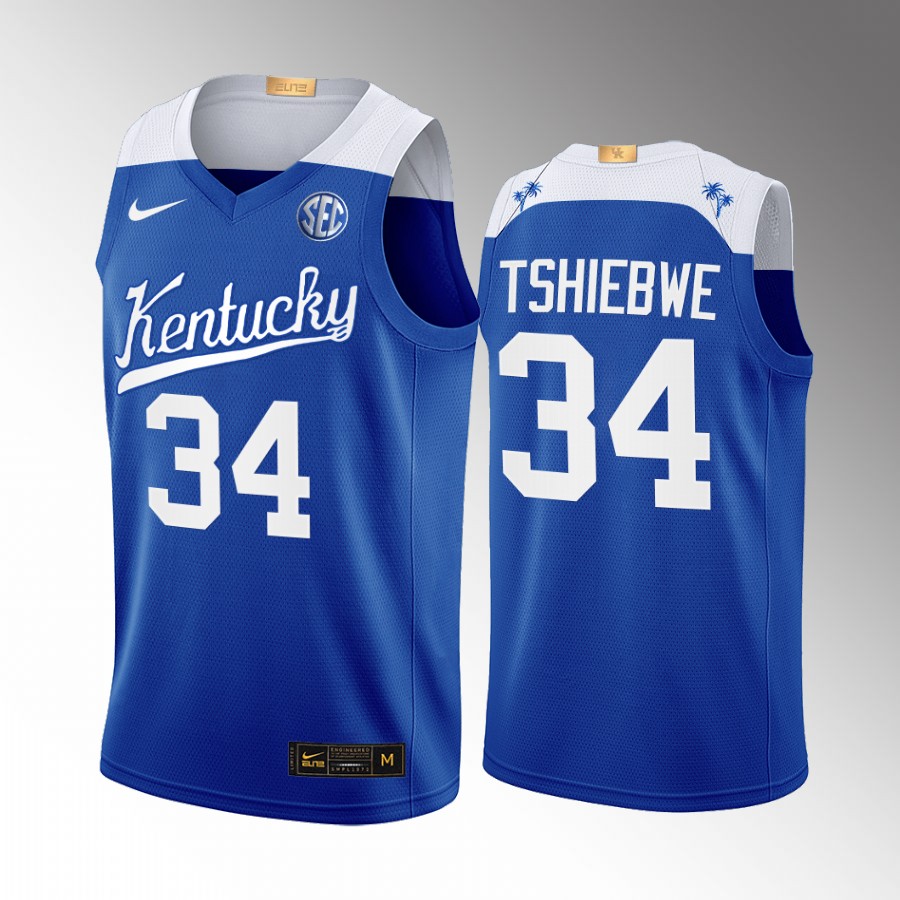 Kentucky Wildcats Oscar Tshiebwe Jersey 2022-23 College Blue Elite Uniform