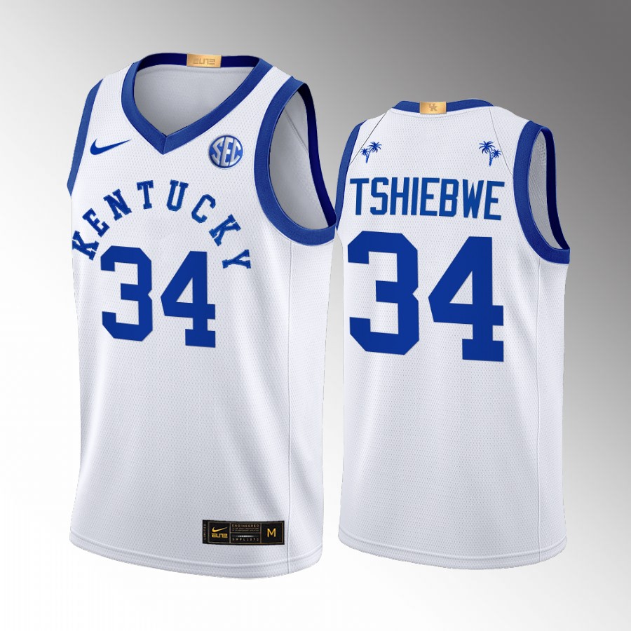 Kentucky Wildcats Oscar Tshiebwe Jersey 2022 Big Blue Bahamas White Uniform