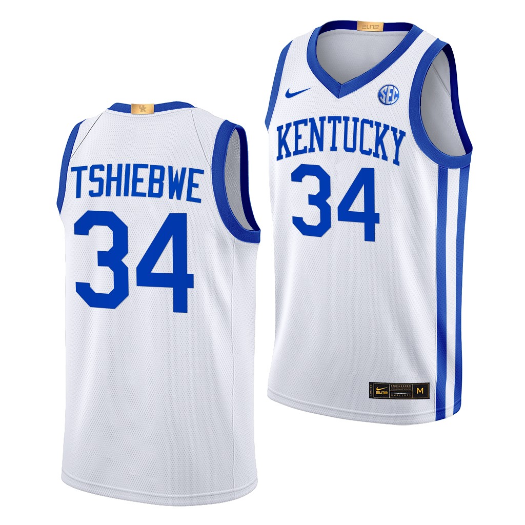 Kentucky Wildcats Oscar Tshiebwe White #34 Elite Jersey 2022-23 Home