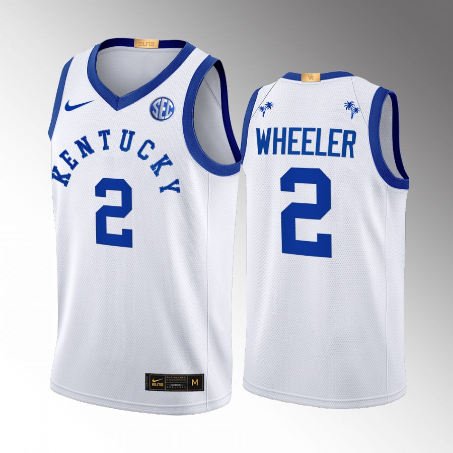 Kentucky Wildcats Sahvir Wheeler Jersey 2022 Big Blue Bahamas White Uniform