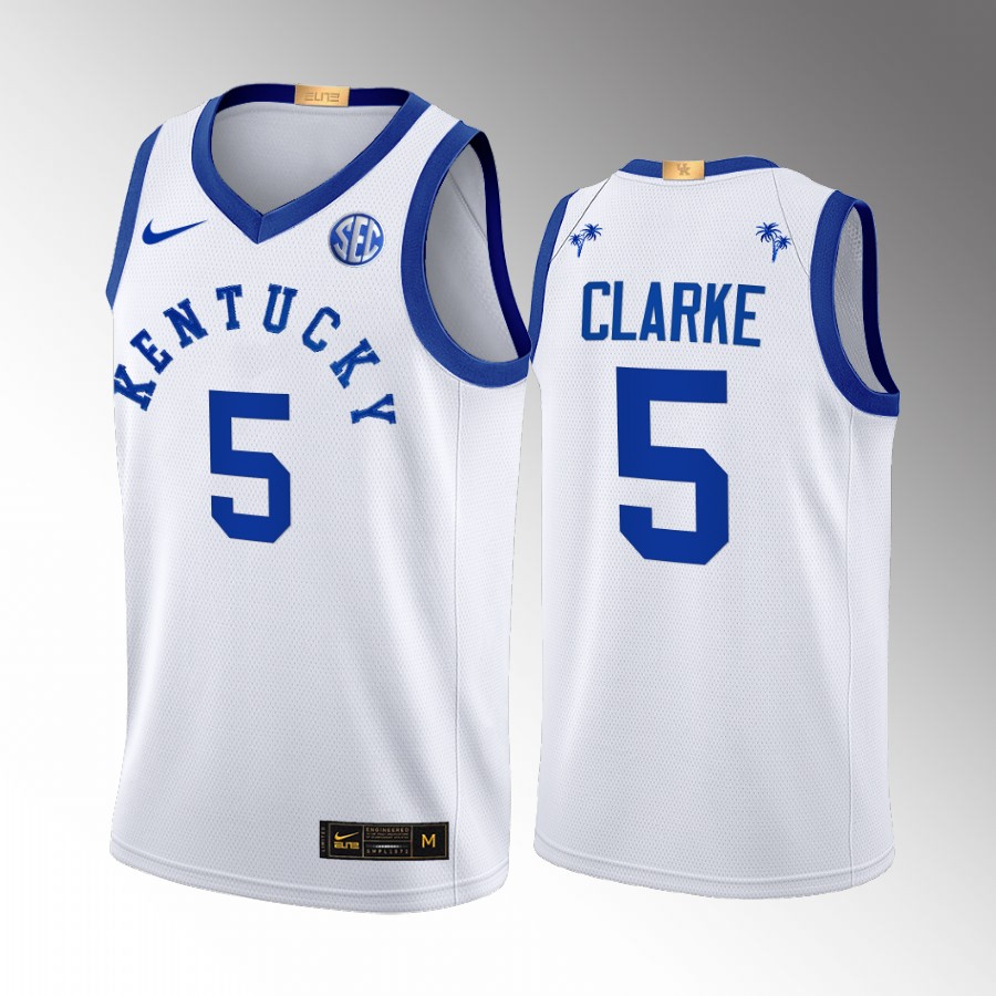 Kentucky Wildcats Terrence Clarke Jersey 2022 Big Blue Bahamas White Uniform