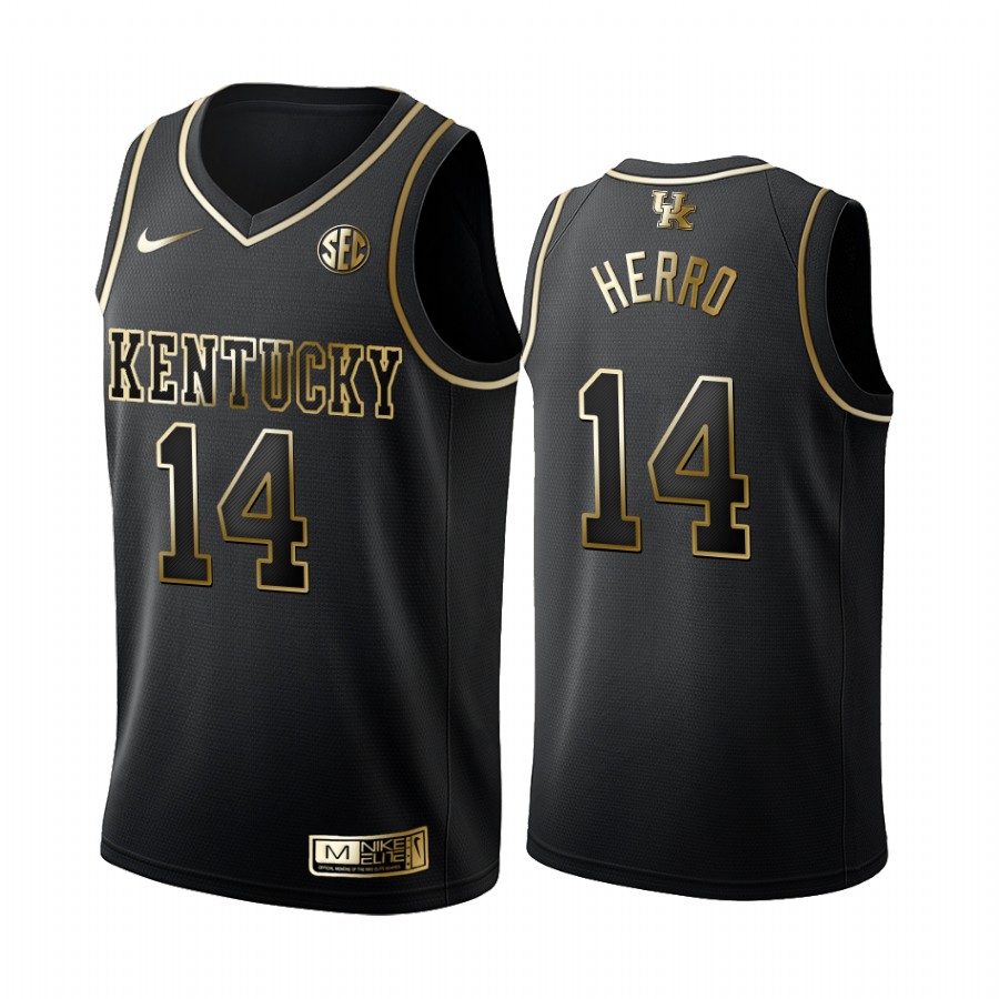 Kentucky Wildcats Tyler Herro Black Golden Edition Limited Jersey College