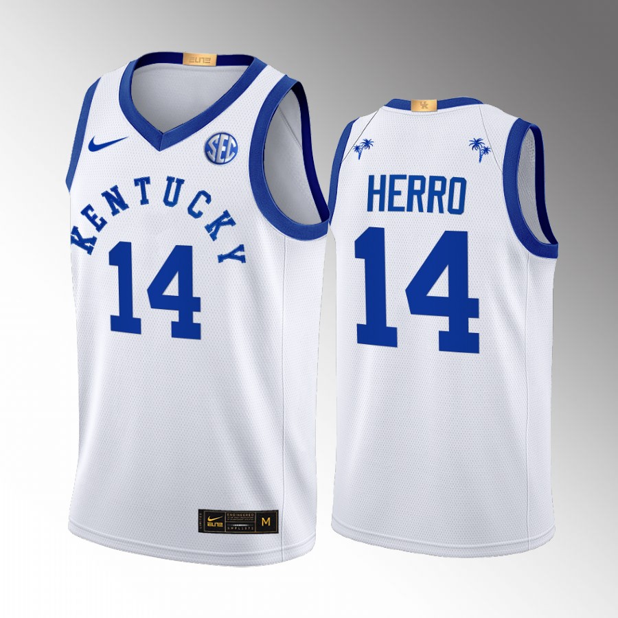 Kentucky Wildcats Tyler Herro Jersey 2022 Big Blue Bahamas White Alumni Uniform