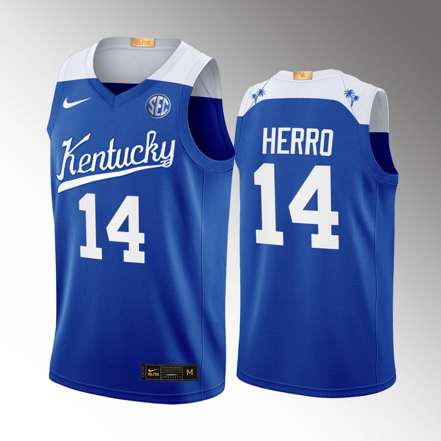 Kentucky Wildcats Tyler Herro Jersey College Blue Alumni Uniform