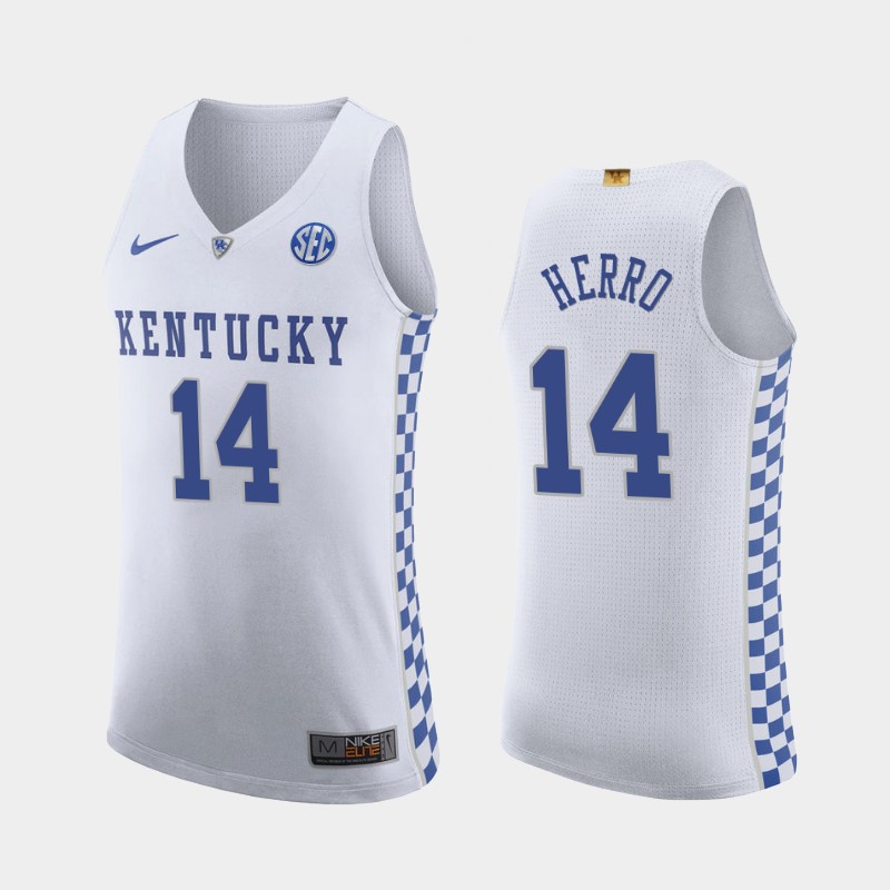 Kentucky Wildcats Tyler Herro White 2019-20 Jersey College