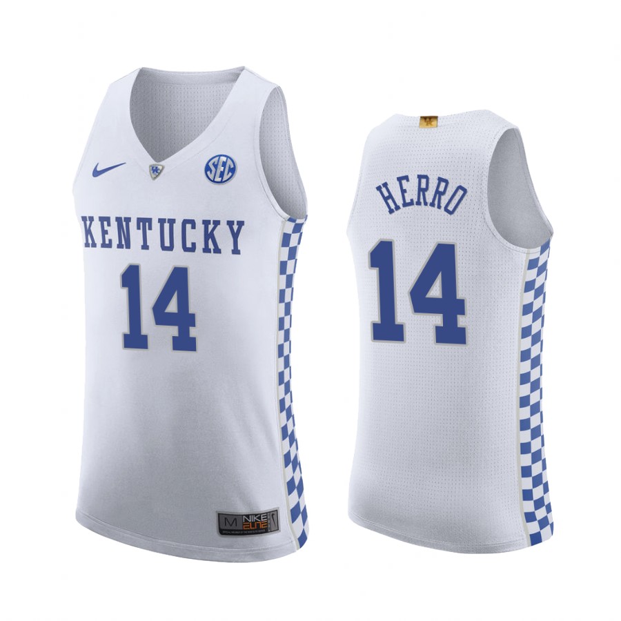 Kentucky Wildcats Tyler Herro White Jersey College
