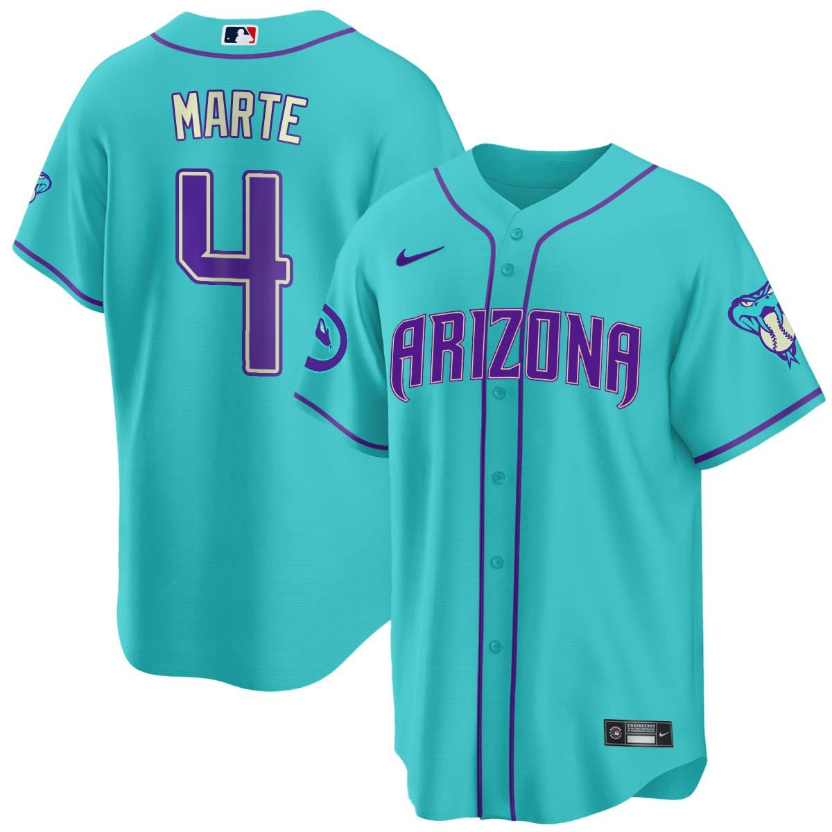 Ketel Marte Men's 2024 Arizona Diamondbacks Teal Purple Cool Arizona Jersey - All Stitched